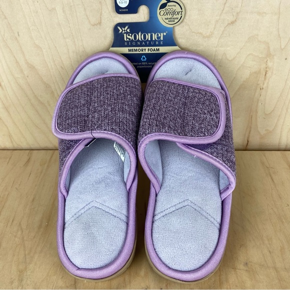 Isotoner Memory Foam Slip On Open Toe Slippers Lavender Women’s Size 9.5-10 NWT - Picture 6 of 10